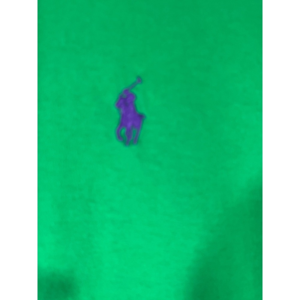 Polo Ralph Lauren Tee Men L Green Crew Neck Short Sleeve Purple Pony Logo Causal - Picture 3 of 8